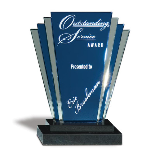 Blue and Clear Mirrored Glass