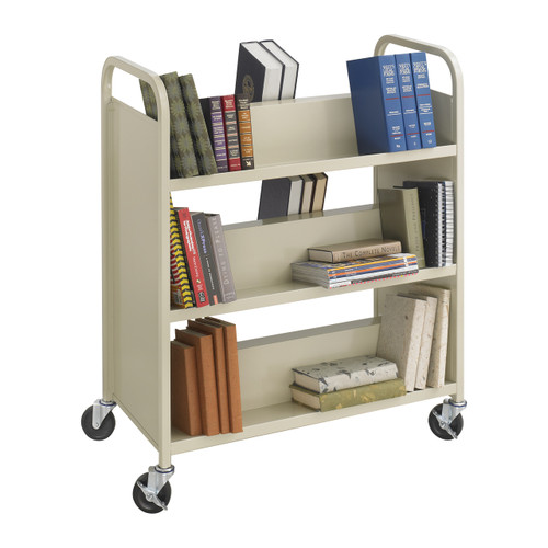 Steel Double-Sided Book Cart - 6 Shelves