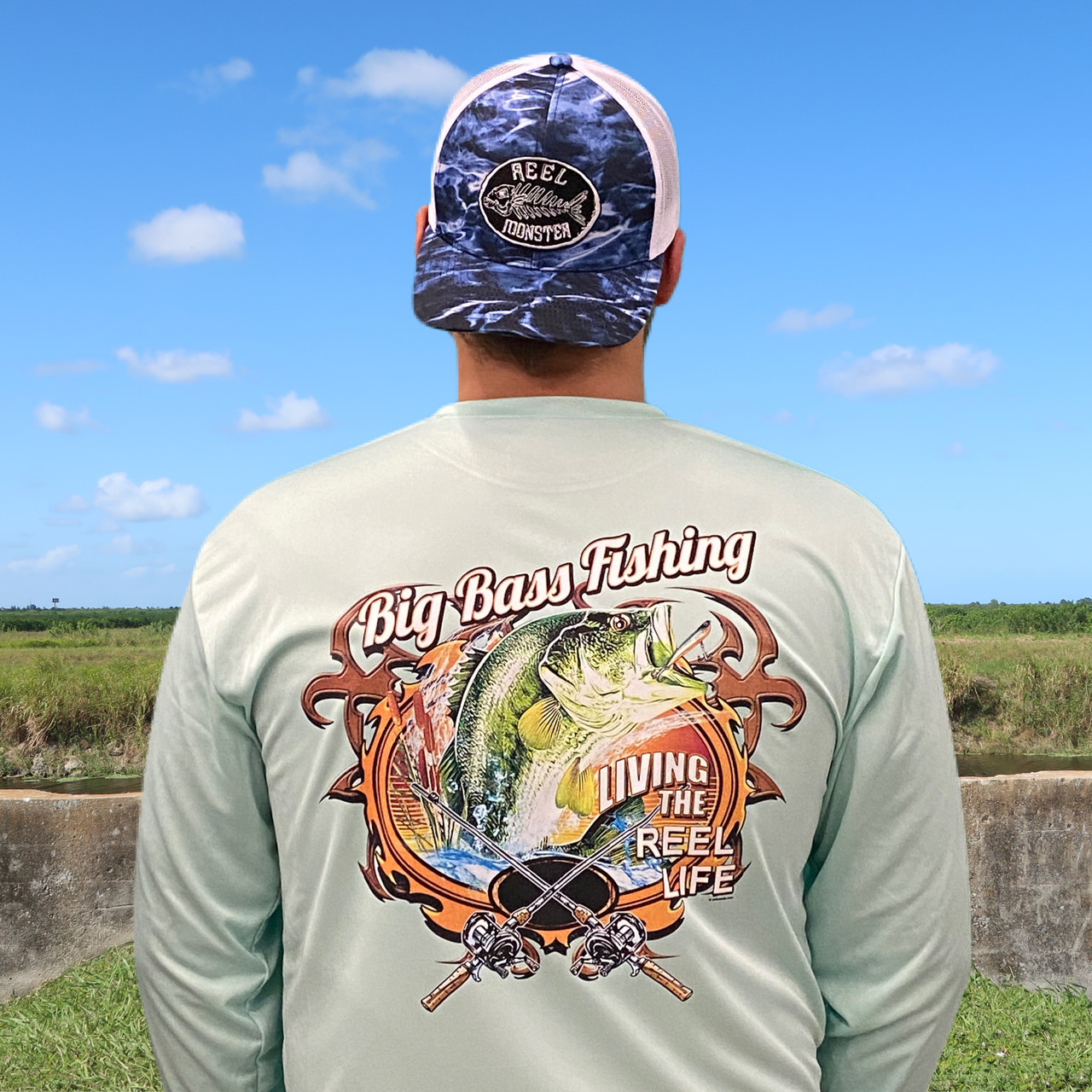 Big Bass Fishing Long Sleeve T-Shirt Living The Reel Life