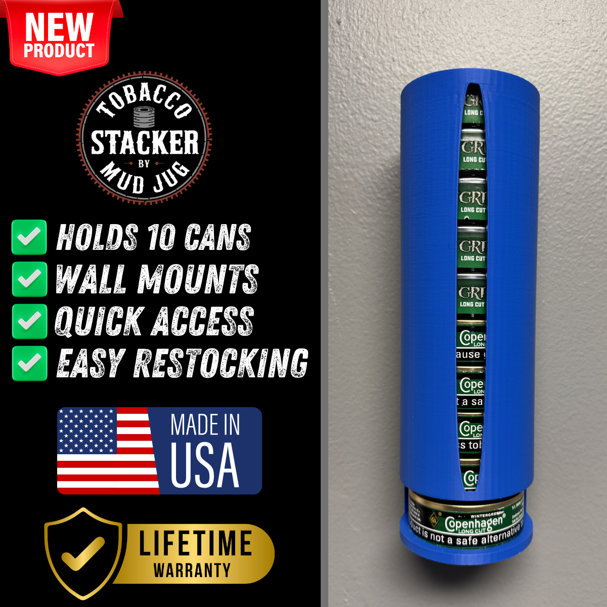 tobacco dip cans Patriot Blue Tobacco Stacker