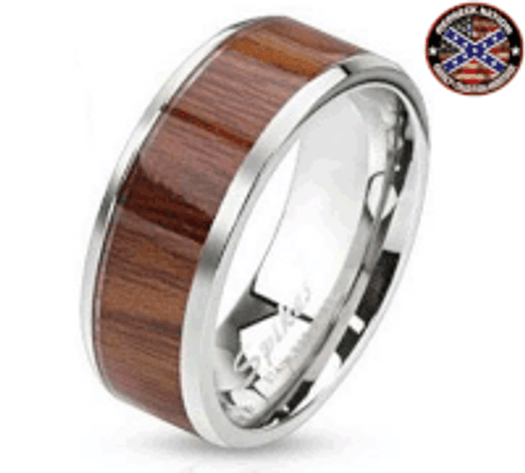 Redneck Nation© Mens Wood Inlay Ring MMR-8