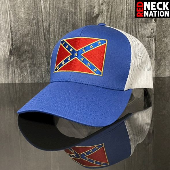 Confederate Flag Blue/White Stitched Hat