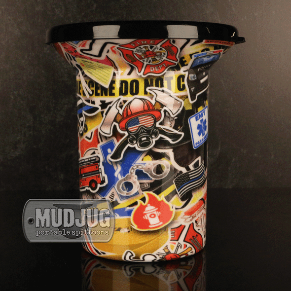 The EMT Sticker Bomb Mud Jug© and The Blood Camo Classic Mud Jug value 2 Pack