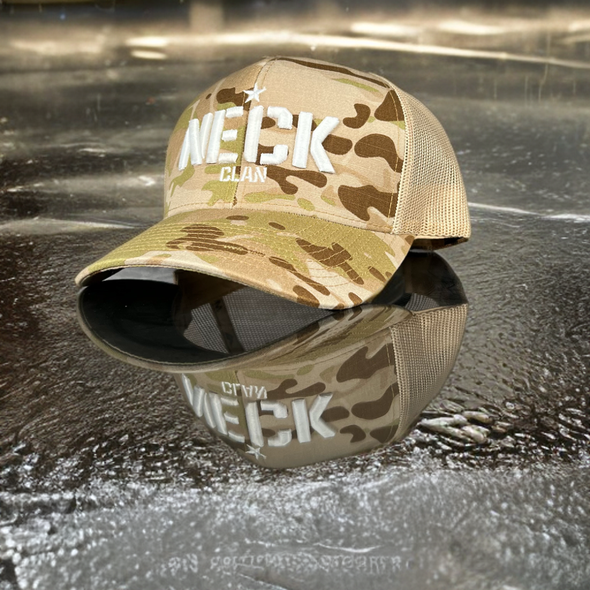 NECK Clan Desert Camo White Embroidered 3D Hat