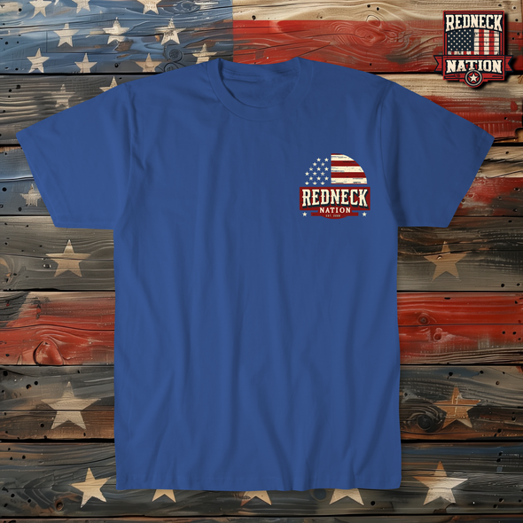 Redneck Nation Proud American Badge T- Shirt