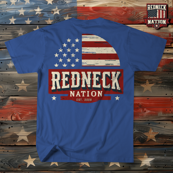 Redneck Nation Proud American Badge T- Shirt