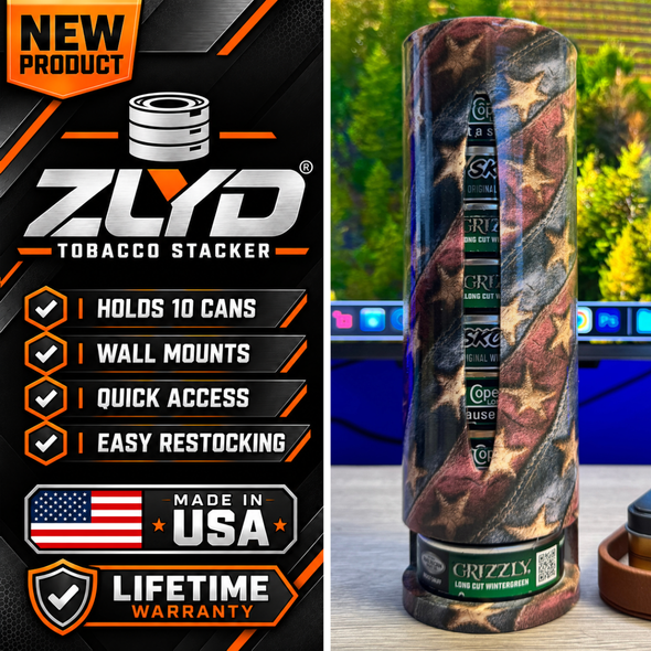 ZLYD© Battle Stitched Tobacco Stacker – 10-Can Wall & Desk Storage System