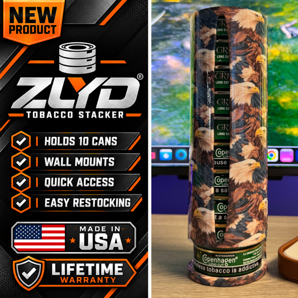 ZLYD© Freedoms Watch Tobacco Stacker – 10-Can Wall & Desk Storage System