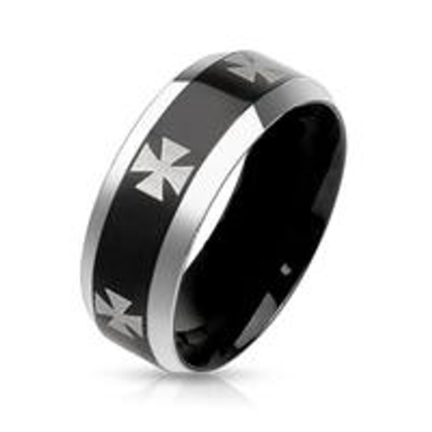 **Closeout** Redneck Nation© Iron Cross Black Stainless Steel Ring MMR-22