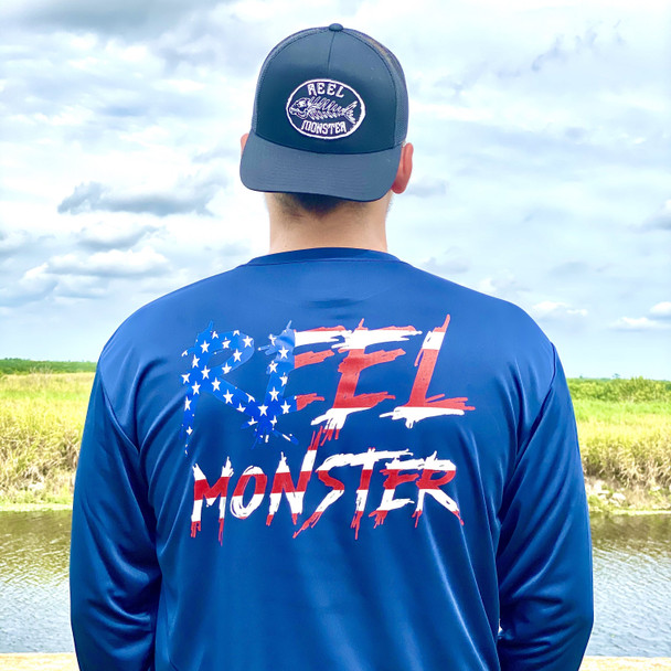 Reel Monster© Red White Blue Cool Performance L/S  RMWDF-3165