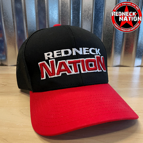 Redneck Nation© Black/Red 3D Hat 