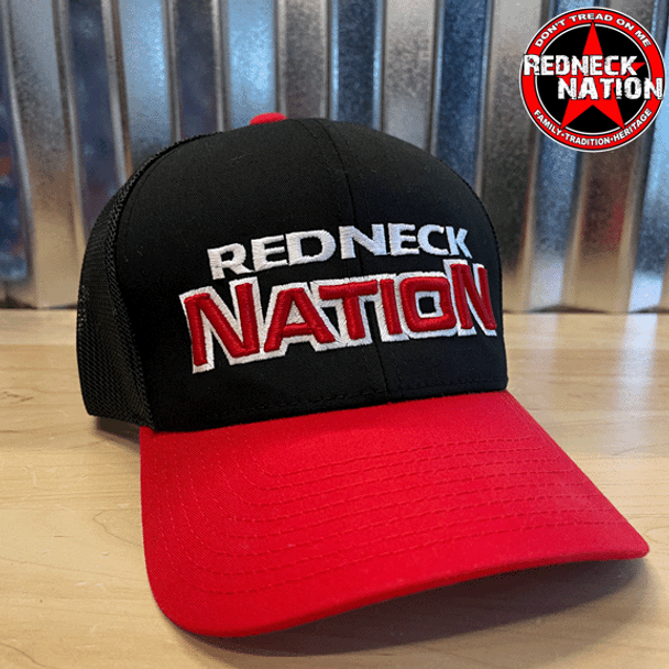 Redneck Nation© Black/Red 3D Hat