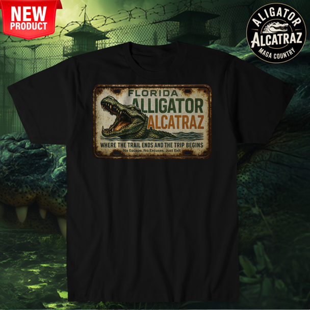 Alligator Alcatraz License Plate T- Shirt