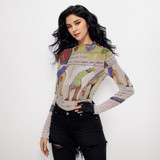 Walking postcards mesh top