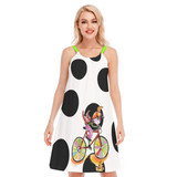 Dotty bike girl Women's O-neck Dress Cotton