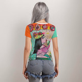 Coffee Architecture Short Sleeve Mesh Blouse