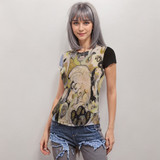 Golden swirls Short Sleeve Mesh Blouse