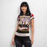 Shoe clothesline Short Sleeve Mesh Top