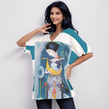 Girl holding the moon  top 100% cotton short sleeve top