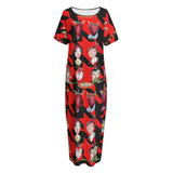 Red hounds tooth strawberry maxi Dress With Pockets