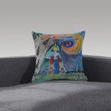 Girl and Frenchie Dog  Pillow