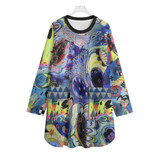 Blue hearts flare dress 100% cotton