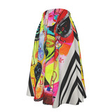 Red sauce flare Skirt With Pockets