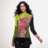 Chartreuse Heart Long Sleeve Mesh Top