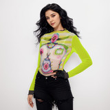 Gerber Daisy long sleeve mesh top
