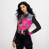 Tea time Long Sleeve Mesh Top