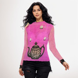 Tea pot long sleeve mesh top