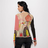 Soft hearts long sleeve mesh top