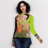 Heart on her sleeve long sleeve mesh top