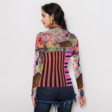 Garden of eden long sleeve mesh top