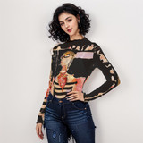 Passion Black Long Sleeve Mesh top