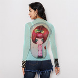 Pixie head long sleeve mesh top