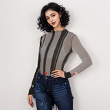 Black Tea long sleeve Mesh Top