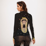 Gothic Betty Boop long sleeve mesh top
