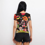 New York Garden short sleeve mesh top