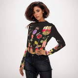 Tulip Garden long sleeve mesh top