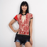 Red Rabbit's garden short sleeve mesh top