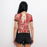 Red Rabbit's garden short sleeve mesh top