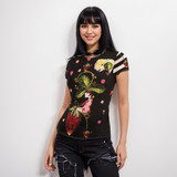 Strawberry picking short sleeve mesh top
