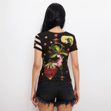 Strawberry picking short sleeve mesh top