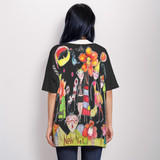 New York Garden 100% organic cotton bat sleeve top