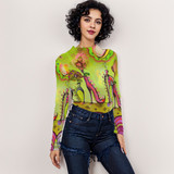 Chartreuse shoes all over Long Sleeve mesh top Chartreuse shoes all over Long Sleeve mesh top