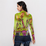 Chartreuse shoes all over Long Sleeve mesh top