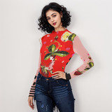 Strawberry bike long sleeve mesh top