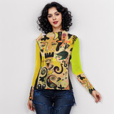 Ice coffee long sleeve mesh top