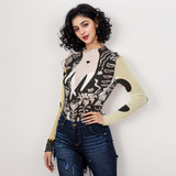 Black rabbit's garden long sleeve mesh top